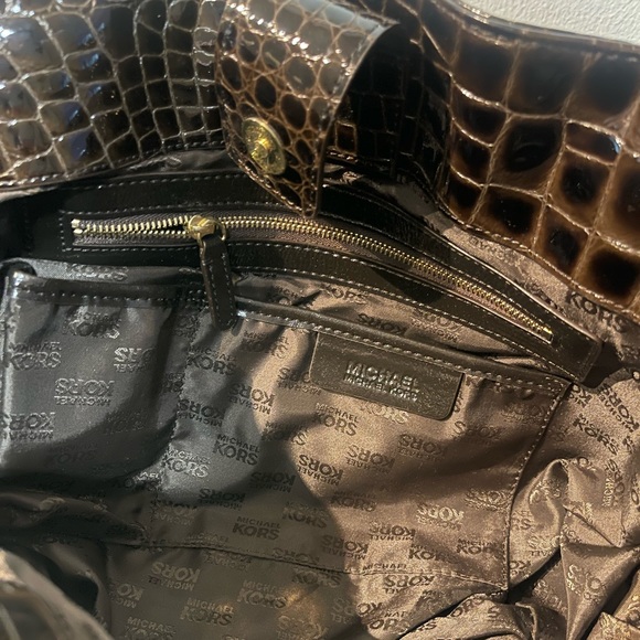 Michael Kors Brown Patent Leather Shoulder Bag - Picture 6 of 6